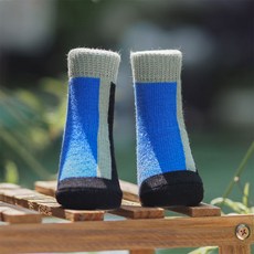 AJI 블럭몽글 강아지 방수 양말 신발 발사탕 관절부상 방지 실내 실외용, 1개, 블루