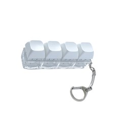 휴식과 집중을 위한 4개의 누름 키가 있는 DIY 키보드에서 영감을 받은 키링 클리커 장난감, White