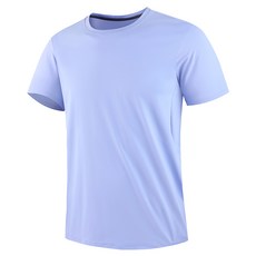 男士圓領速乾冰絲T恤 夏季彈力訓練服 涼感透氣短袖上衣, 無規格, 寶寶藍