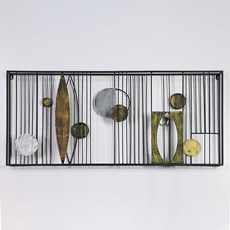 【台灣出貨 戊辰美學】鐵藝壁飾牆壁裝飾 公共空間擺設 抽象擺件藝術壁掛 光圈樹葉線條, 林蔭與光圈100*6.7*45CM