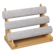 3단 주얼리 시계 팔찌 진열대 1개, 그레이 벨벳