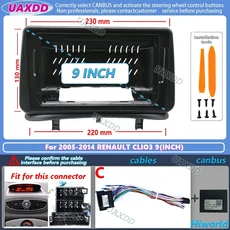 2005 르노 CLIO3 용 안드로이드 9 인치 프레임 CD 페시아 케이블 하네스 어댑터 플레이어 멀티미디어 대시, 01 For 2005 2014 CLIO3