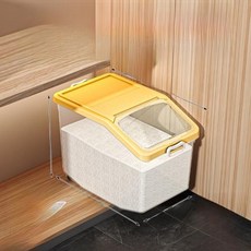 쌀 보관통 주방 위생용기 등급 보관함 습기 방지 곡물 통 북유럽 스타일 플라스틱 보관 용기, 16)투명한 노란색 - 25kg개 수납 가능 - 쌀