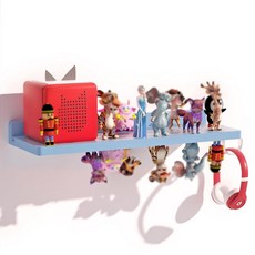 Tonies 토니스 자석 선반 방 피규어 오거나이저 토니 박스 홀더용 나무 디스플레이 벽 플로팅 보관 호환 충전 스테이션 1단 블루 184971