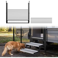 FXW RV 계단 격자 놀이장 미포함 강아지 울타리 계단용 최대 30인치 폭 계단에 적합 | 놀이장과 호환 가능 특허 출원, Up to 32" Opening | Grid: 35"W