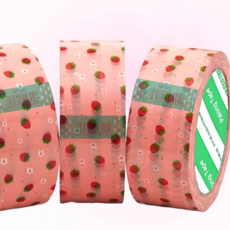 귀여운 딸기 패턴 핑크 포장용 박스 테이프, 1개, 91m