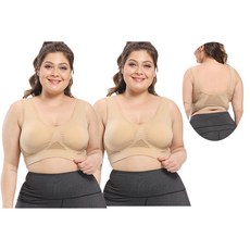 여성 3XL~6XL 빅사이즈 노와이어 운동 브라탑 스포츠 브라 2P