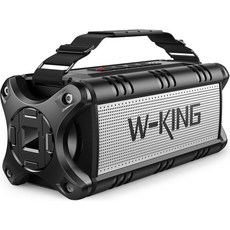 W-KING 90W 맥스 블루투스 스피커 IPX6 방수 휴대용 무선 40H 플레이타임스테레오 페어링TF 카드AUXNFC 홈 파티 캠핑 비치용 50W 딥 베이스 라우드 야외, All Black