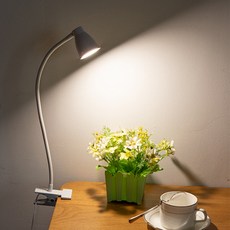 사는잼 LED 집게형 스탠드 북라이트 독서등 휴대용 공부등 탁상 조명 밝기조절 가능, 화이트