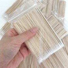 AURORA 紋繡專用棉籤 木質尖頭極細竹籤 化妝清潔工具 100支, 1個, 木棉籤