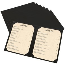 IVWNNN 21.6 x 27.9cm(8.5 11인치) 메뉴 커버 6팩 블랙 PU 가죽 홀더 책 스타일 각진 모서리 더블 뷰 슬리브 쉬운 삽입 디자인 방수 바 카페 레스토랑