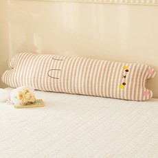 신생아 면 100% 삼중거즈 롱 바디필로우 임산부 수면 옆으로누워베개 다리 무릎 받침 숙면 안전 아기 유아 쿠션 먼지 진드기 방지 통기성 베개, 작은 사이즈 75cm, [브라운] 긴 베개