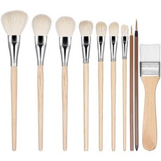 그레보시아 걸레대걸레 브러시 아크릴 페인팅용 7개 세트 다용도 블렌딩 페인트 염소모 헤어 수채화 유화 얼굴 몸 예술, 10pcs