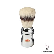 【CONQUEST】OMEGA 義大利專業鬍刷領導品牌 刮鬍刷 鬍刷 鬍皂刷 獾毛 豬鬃毛, 1個, 銀色