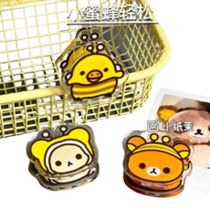 家居好物 新品日系小蜜蜂輕鬆熊小雞便簽夾 亞克力雙面PP試卷夾 高顏值桌面收納, 隨機透明夾1個【非圖片款】，+蜜蜂熊妹款×1個