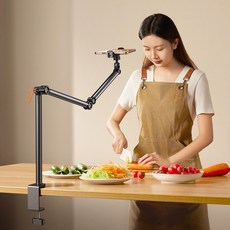 항공샷 스마트폰 수직 촬영 거치대 휴대폰 각도조절 암스탠드 쇼츠 유튜브 브이로그 라이브 방송 핸드폰 오버샷 스탠드 F6, 1개, 오버샷 스탠드 - F6 블랙