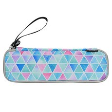 CM 재사용 가능한 휴대용 여행용 식기 가방 보관 케이스 커틀러리 플랫웨어 정리함 빨대 스푼 포크 젓가락 홀더용 (마블 화이트 패턴), 파란색 삼각형 패턴의 페이드