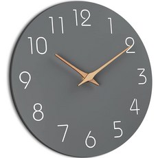 북유렵풍 무소음 무타공 모던 심플 30cm 우드 벽시계 인테리어효과, 그레이