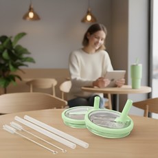 텀블러 뚜껑 퀜처 밀폐뚜껑, 1세트, 591ml, 아쿠아그린