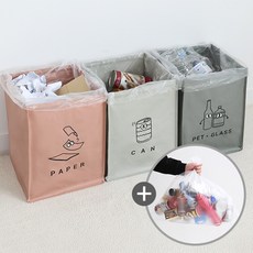 모노블 반전매력 재활용 분리수거함3P+분리수거함 비닐봉투(40L)100매, 1개, 없음