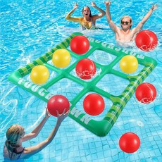 Hollowfly 축구 수영장 플로팅 세트 축구 틱택 토 여름 공기 주입식 수영장 튜브 성인용 공 10개 포함 여름 해변 파티용