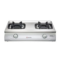 SAKURA櫻花雙內焰安全爐 G-5700K G-6700K，雙口爐設計，不鏽鋼檯面易清潔，安全熄火裝置, 液化石油氣 (LPG), G-5700KS