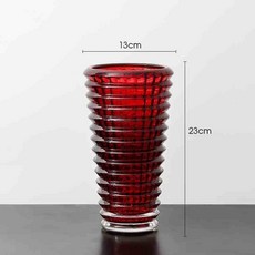크리스탈 유리화병 북유럽 스타일 고급 테이블 장식 거실 인테리어용 대형 투명 꽃병, 23CM 원형 반짝임 레드