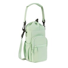이중지퍼 보온보냉 텀블러 크로스백 물병 가방, 1개, 그린