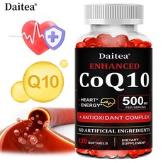 코엔자임 Q10 500mg 심장건강 항산화 에너지 생성 지원 코엔자임 Q10 식이보충제, 1개, 120회분