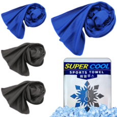 베델루스 쿨링 아이스 쿨타올 만능 스포츠타올, 4개, 블루,블랙
