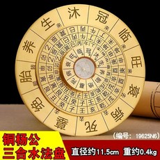 나침반 나반 나경 사주 팔괘 역학 소품 패철, 1개, F. 순수 구리 양공 수도관