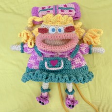 손뜨개 DIY 핸드메이드 소시지 모양 미니 가방 열쇠고리용 선물용, 22_진주끈포함멜빵드레스키트, 1개