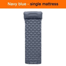 베개 포함 1/2인용 에어 매트리스 | 야외 캠핑 방수 슬리핑 패드 (6가지 옵션), Single Navy Blue