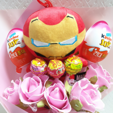 안산 플라워마트 어벤져스 킨더조이 사탕부케, 아이언맨 킨더조이 사탕부케 여아, 1개