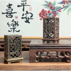 泓潤 復古銅合金香爐 喜上眉梢 四方立式小香爐, 1個, 青銅色