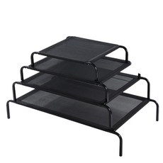 寵物懸空床 透氣網布 離地設計 易清潔 多尺寸可選, 黑色鋼架行軍床, 1個