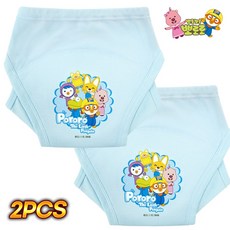화영탈렌트 뽀로로 유아 샘방지 순면 배변 훈련 팬티 2P, 2개, 블루