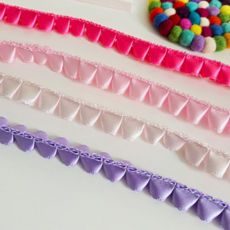 새틴 주름 레이스 공단 초음파 맞주름 굿즈 장식, 1개, 핑크