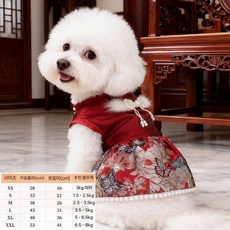 강아지 고양이 설날 한복 겨울옷 소형견 전통의상 반려동물 복장, S, 치마 CW6
