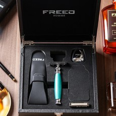 FREED 兩周年紀念款 尊爵雙刃刮鬍刀禮盒 男 禮物, 1個, 湖水綠,免費刻字, 10