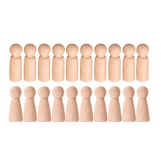 나무못 인형 미완성 나무 사람 일반 빈 몸 천사 인형 DIY 공예 팩 20개, 나무색, 1개
