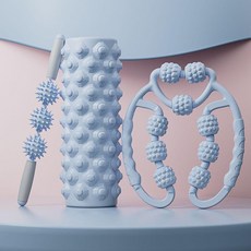 新品 泡沫滾軸肌肉放鬆狼牙按摩棒健身瑜伽器材 副廠商品, 適用居家運動後深度按摩- 卡布裏藍 ,迷你福袋款 隨機, 1個