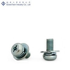 【銳禾】工廠直營 M5x10 組合螺絲 (盤頭套華司) 鍍鋅 十字槽 特殊螺絲, 1個