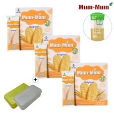 신형 멈멈 유아 쌀과자(13P) 오리지널 3개 + 케이스 세트 + 일회용빨대 60P, 54g