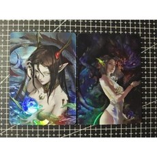 西方奇幻魔物娘 巨龍史矛革 利維坦 彩閃卡牌一對兩張，適暢專營兒童收藏卡牌, 西方奇幻魔物娘 巨龍史矛革 利