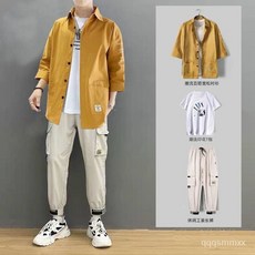 男生套裝 個人套裝 工作套裝 潮牌套裝 運動套裝 日係套裝 男士休閒套裝 男潮流百搭 韓版帥氣一套配搭 襯衫三件套男 J