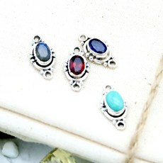 앤틱 볼륨 양쪽 고리 더블 장식 은 부자재 참 925 천연 원석 실버 펜던트