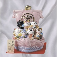 日本製 瀨戶燒 七寶招財貓寶船, 1個