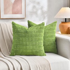 Fancy Homi 세이지 그린 요추 장식 장식용 쿠션 커버 40x60cm(16x24인치) 거실 소파 침대 소파용 소박한 농가 보헤미안 홈 데코 부드러운 스트라이프 코듀로