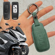 오토티엔 혼다 PCX125 2021년-2026년 튜닝 스마트키 기스방지 가죽 케이스 커버, 1개, 올리브 그린